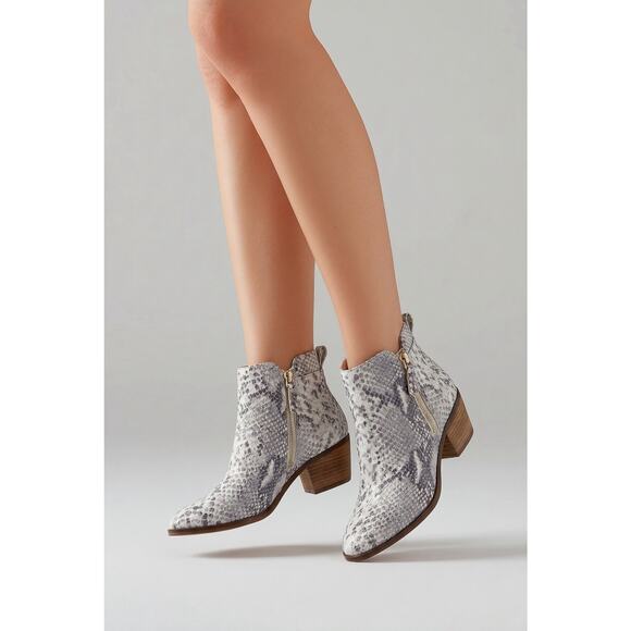 Vince Camuto Shoes - Vince Camuto Tricera Leather Booties Size 6.5 Chunky Heel Boots Snake Print FS